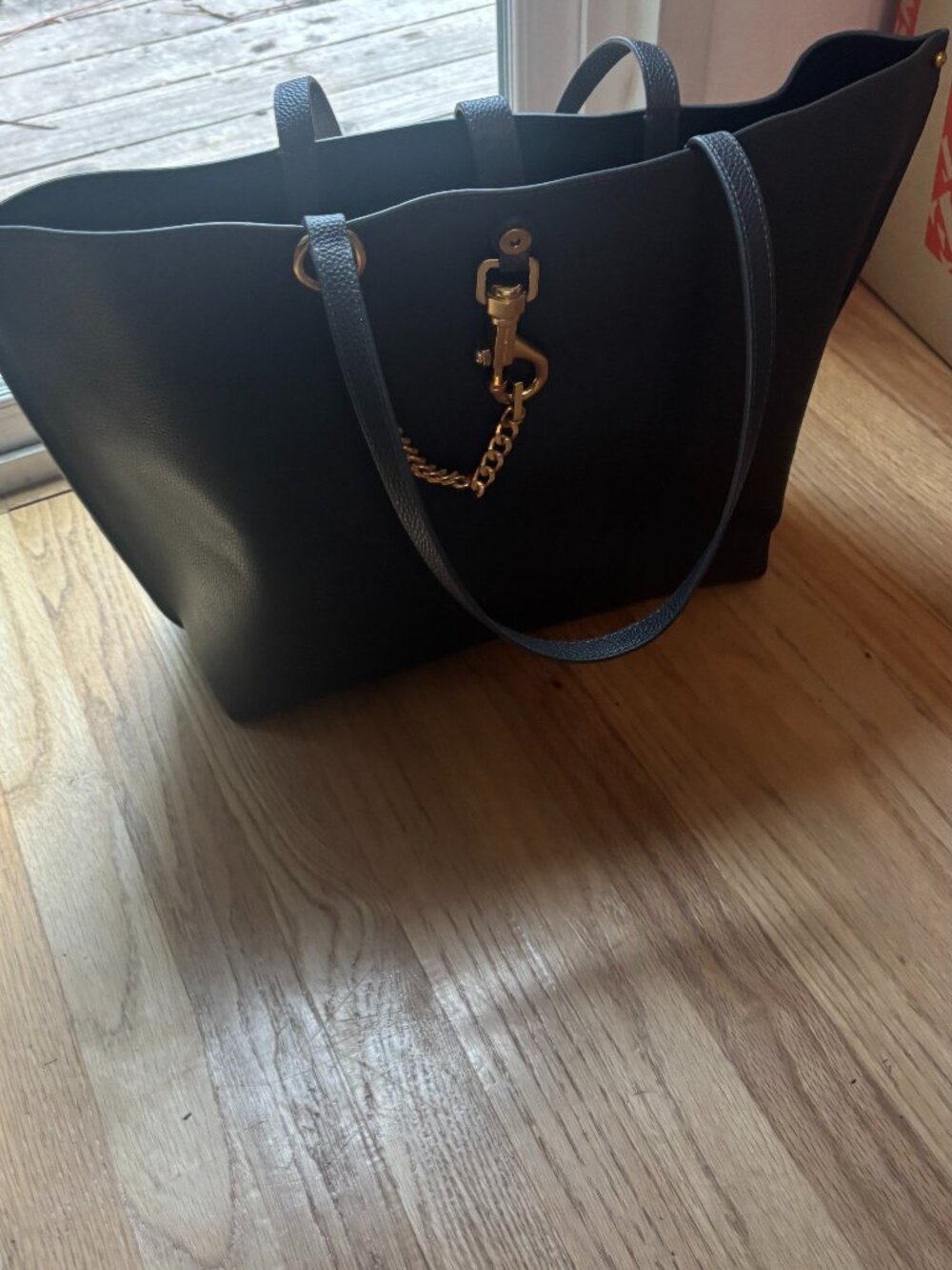 Rebecca Minkoff black pebbled leather large Megan tote bag